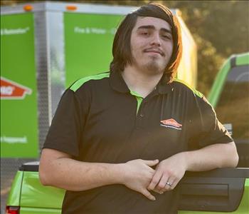 Production Technician with SERVPRO vehicle 